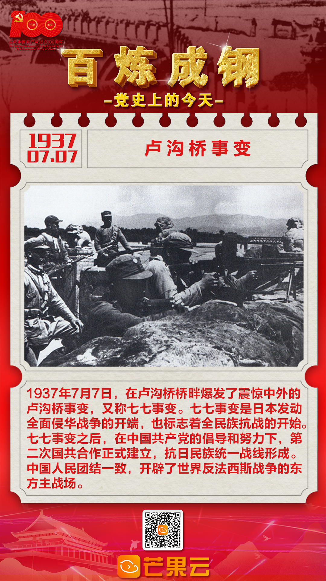 百炼成钢·党史上的今天 1937年7月7日